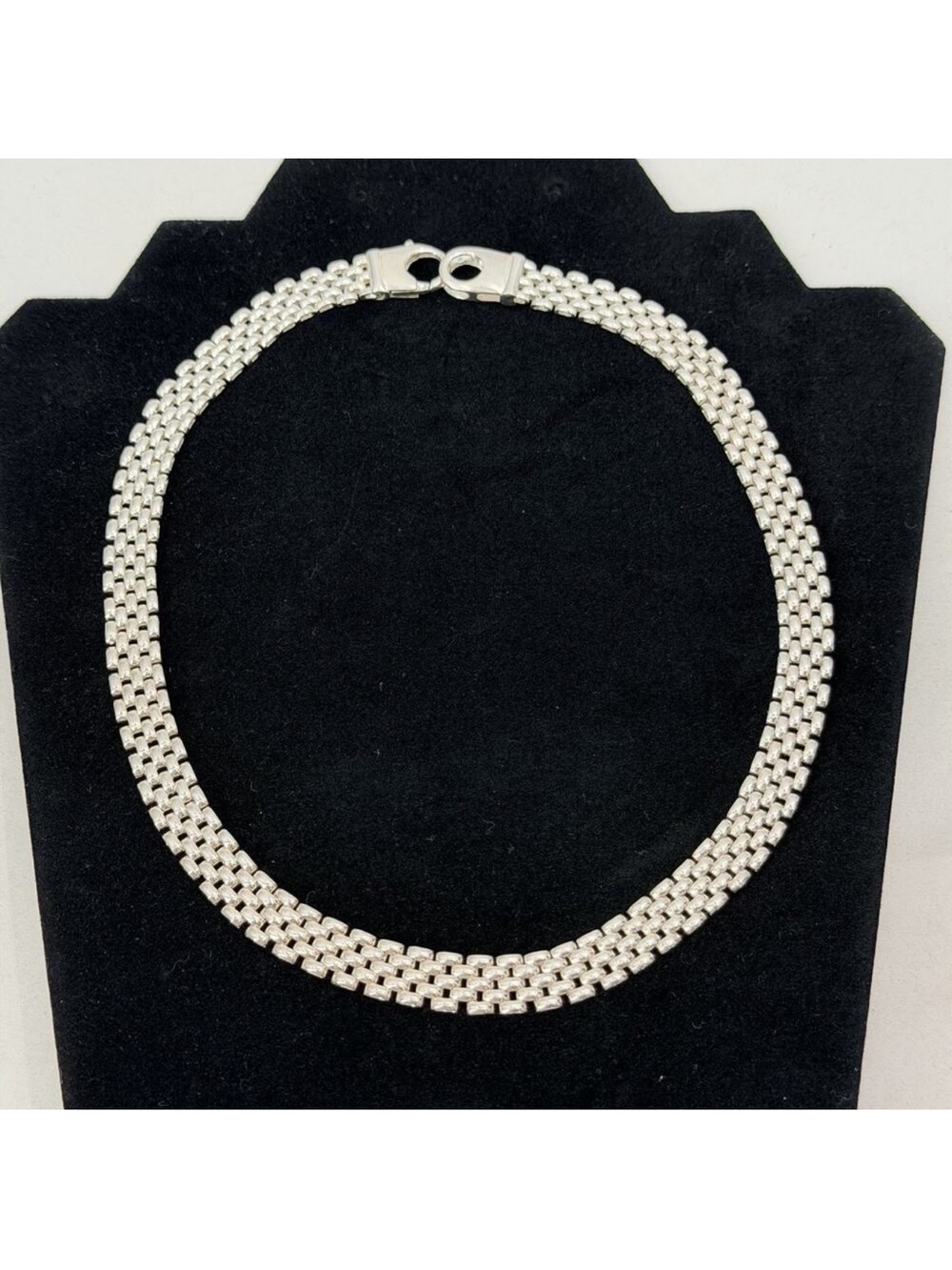 Vior 925 Sterling Silver Panther Link Choker Necklace 17.5" Italy 43 Grams